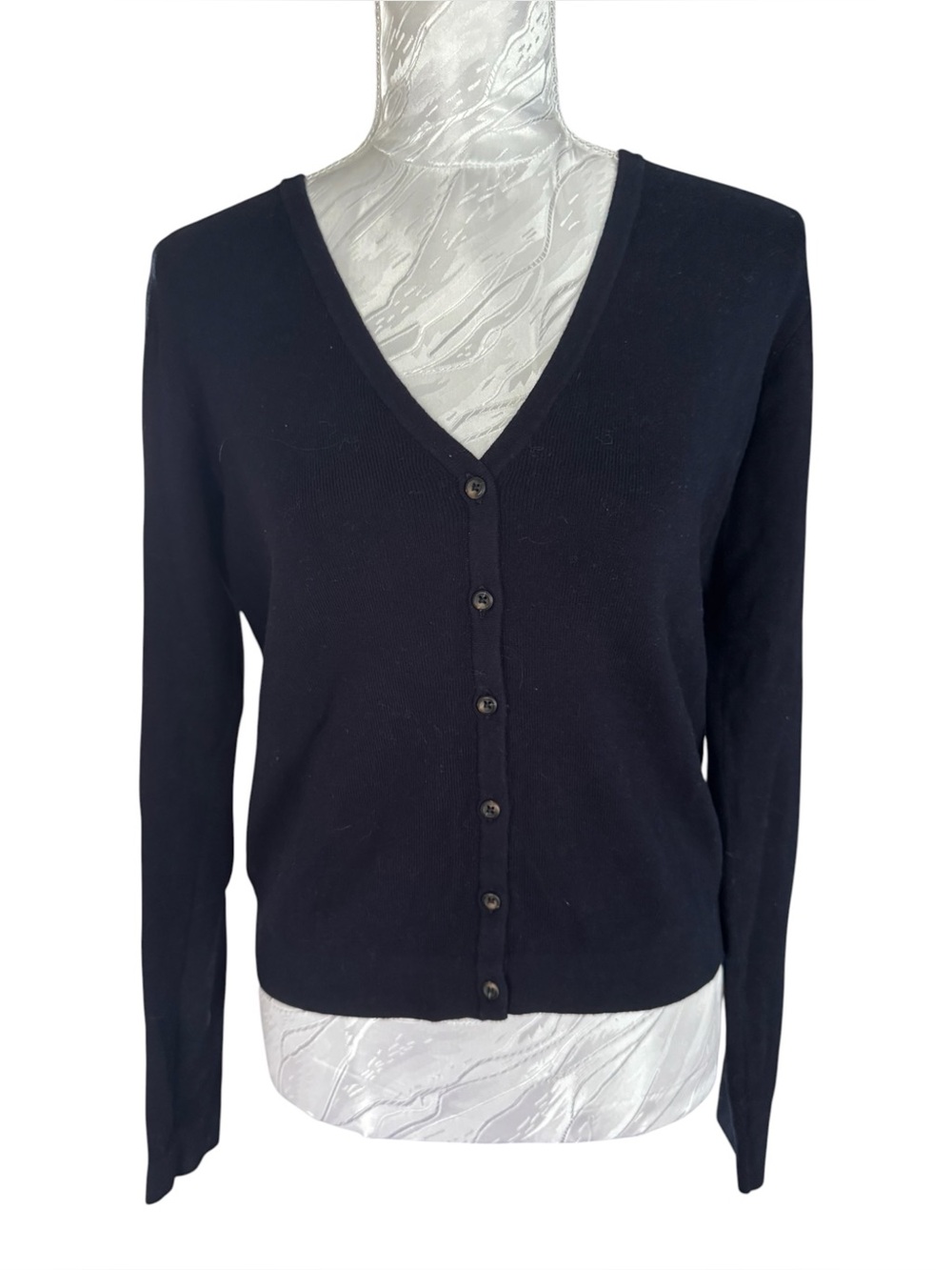 Brandy Melville V-neck button-front cardigan in a deep navy blue shade